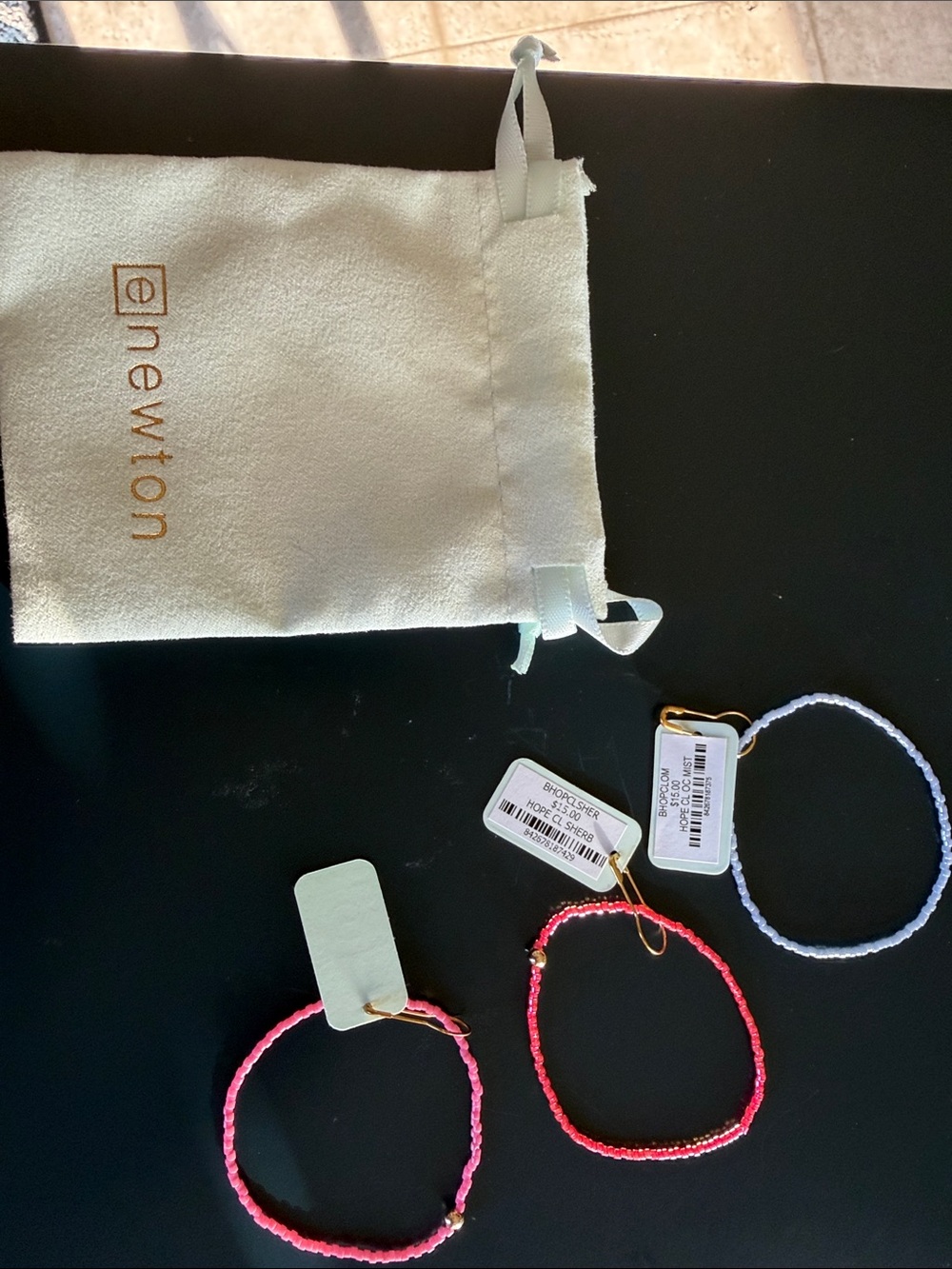 Newton Women’s Braided Beaded Bracelet Trio - Pink, Red & Light Blue